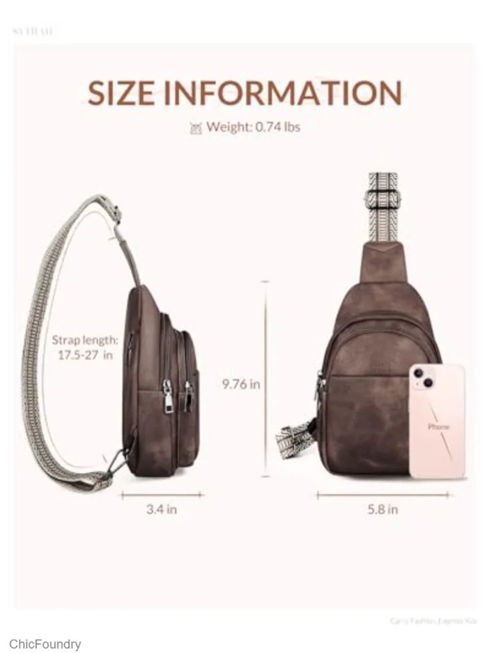 Sling Bag for Women Crossbody Chest Travel Purse with Dual Zipper Main